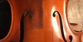 Geige-halb-gereinigte-Stegstelle